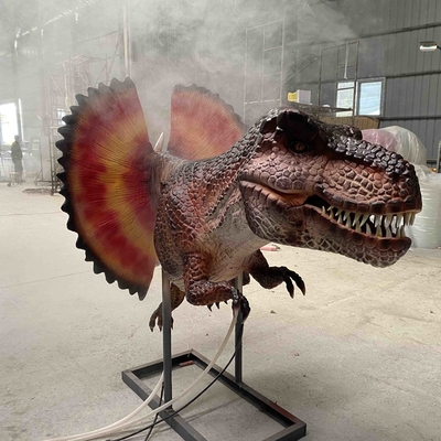 الديناصور الحيوي الواقعي المتحرك رأس الديناصور مع تأثير التدخين